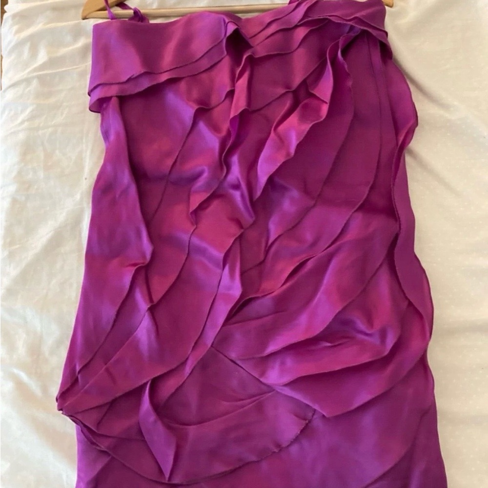 Mint Fuchsia Satin Strapless Dress, Sz 4